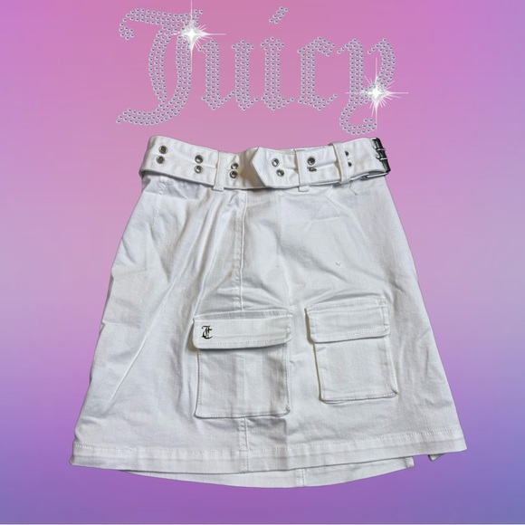 NWT Juicy Couture Cargo Skirt w/ Belt White Tennis Skirt Retro - Picture 2 of 5